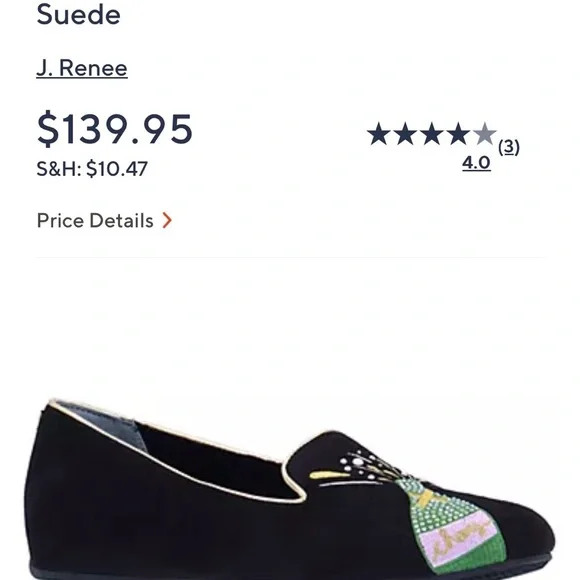 $140 J. Renee New Year Faux Suede Embroidered Flat Loafer sz 8 - Picture 2 of 7